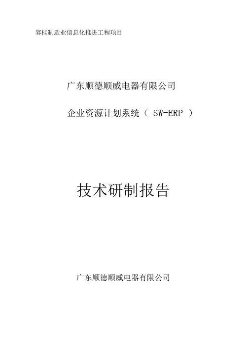 项目技术研制报告创新基金项目工作总结报告