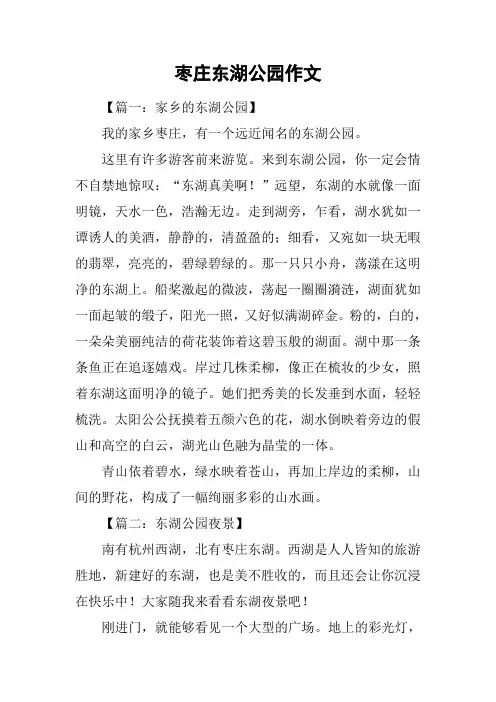枣庄东湖公园作文