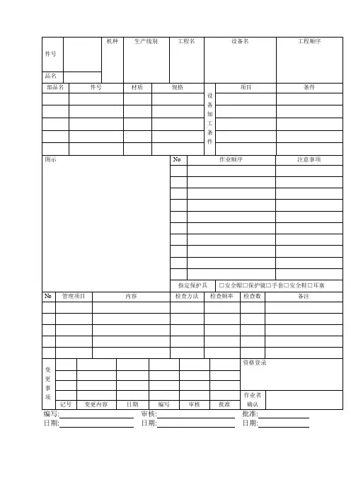 作业标准书表格格式