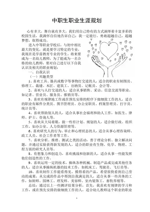 中职生职业生涯规划