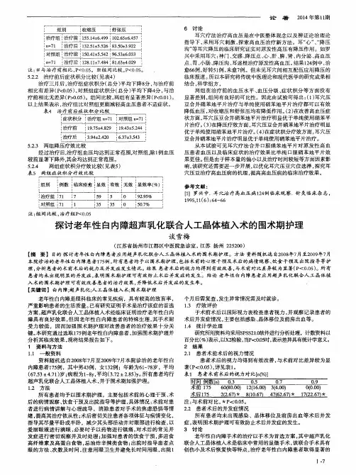 探讨老年性白内障超声乳化联合人工晶体植入术的围术期护理
