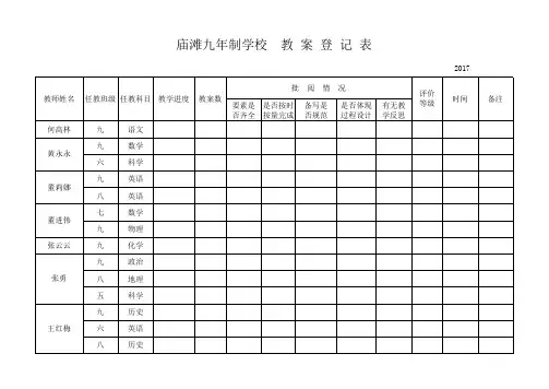 作业教案检查登记表Book1