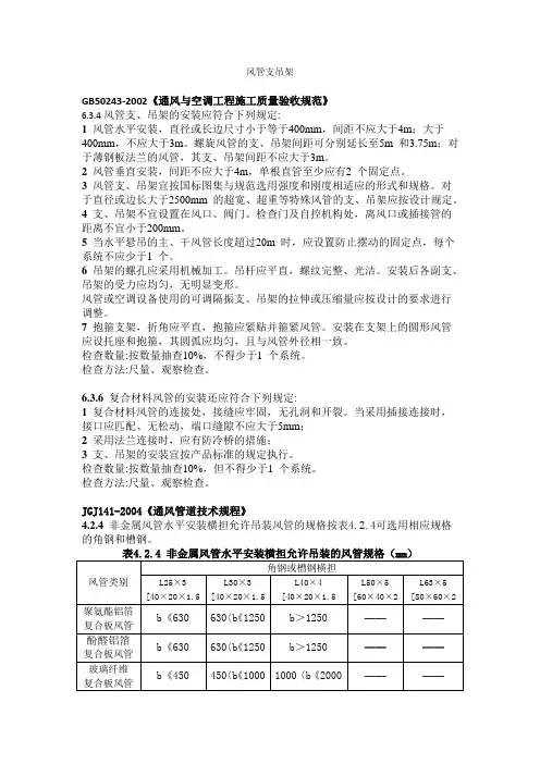 (完整版)风管支吊架安装相关规定