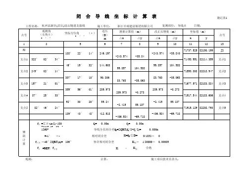 导线点复测记录 闭合+附合 