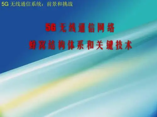 5G无线通信网络蜂窝结构体系和关键技术(上载版)资料-精品文档-精选文档