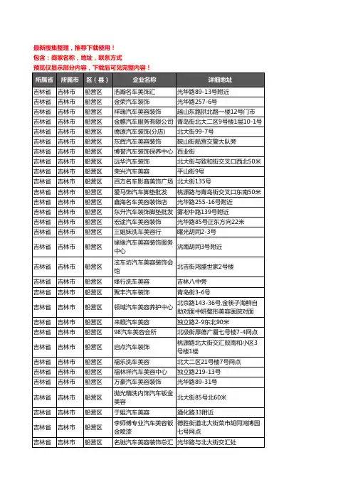 新版吉林省吉林市船营区汽车装饰企业公司商家户名录单联系方式地址大全100家