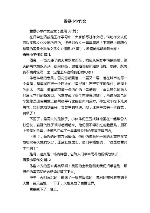 雪景小学作文范文（通用37篇）
