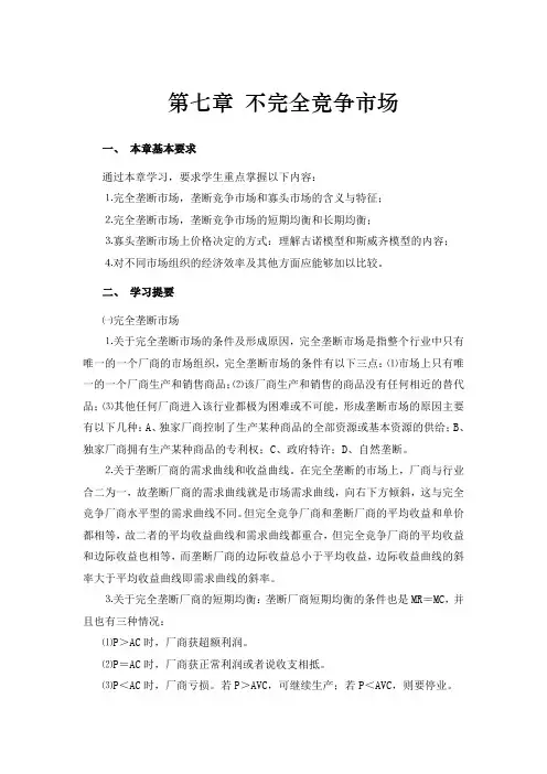 第七章--不完全竞争市场