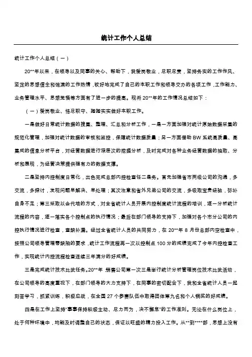 统计工作个人总结