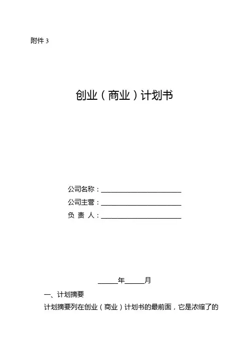 创业(商业)计划书