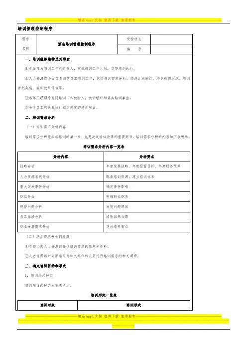 培训管理控制程序