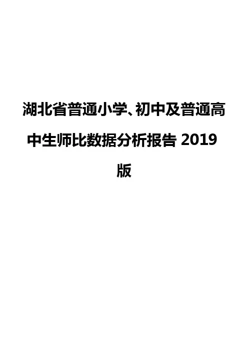 湖北省普通小学、初中及普通高中生师比数据分析报告2019版