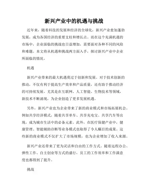 新兴产业中的机遇与挑战