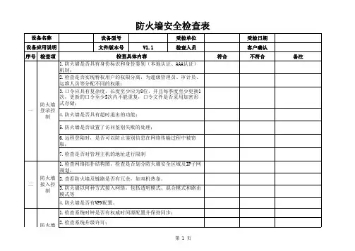 防火墙安全策略检查表模板
