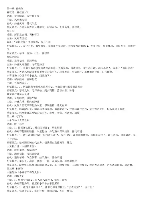 方剂学重点方剂总结(付方歌)