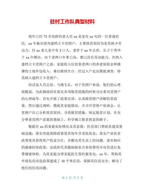 驻村工作队典型材料