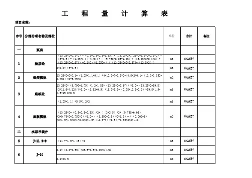 工程量自动计算表格 2