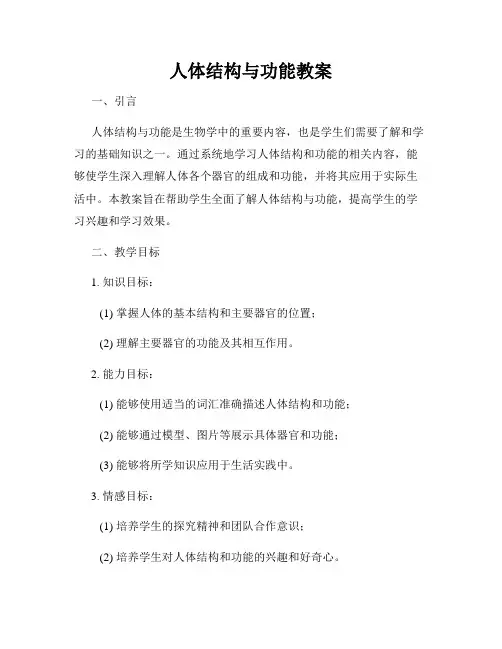 人体结构与功能教案