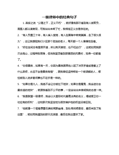 一级律师中的经典句子