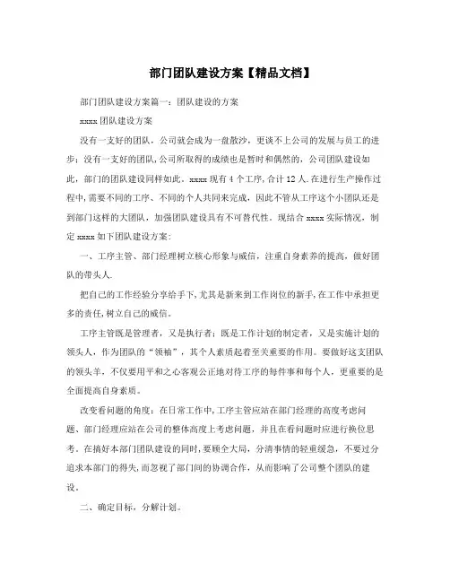 部门团队建设方案【精品文档】
