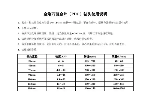 复合片(PDC)钻头使用规程