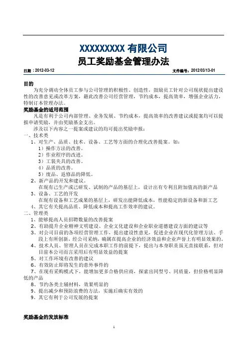员工奖励基金管理办法-