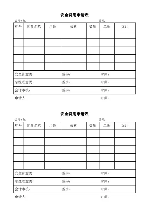 安全生产费用申请表