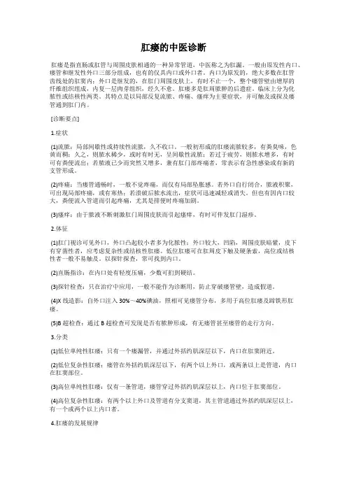 肛瘘的中医诊断