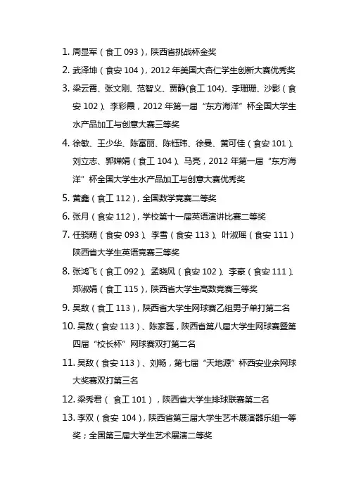周显军食工093陕西挑战杯金奖