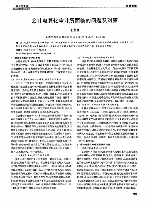 会计电算化审计所面临的问题及对策
