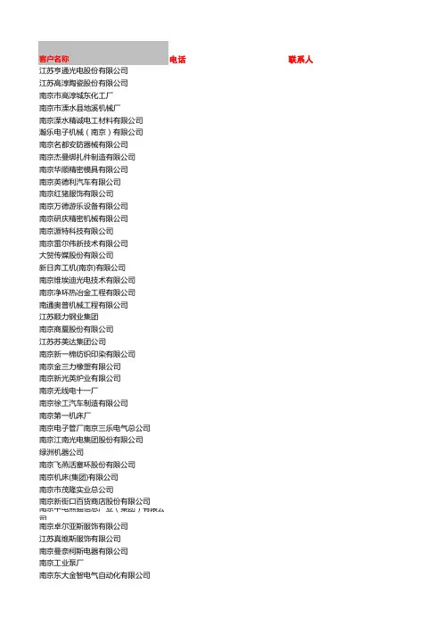 南京企业客户名单