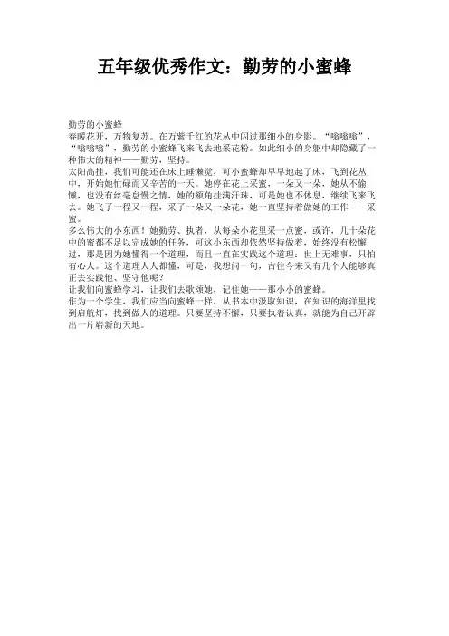 五年级优秀作文：勤劳的小蜜蜂 