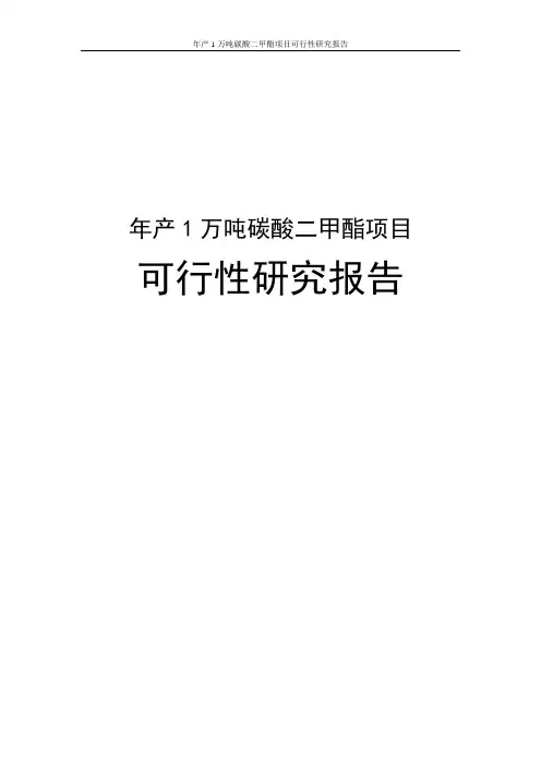 年产1万吨碳酸二甲酯项目可行性研究报告