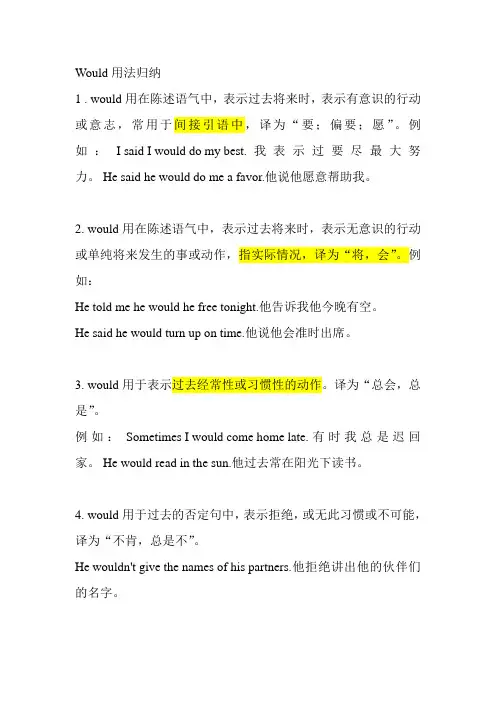 Would 用法归纳