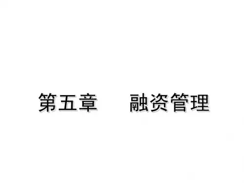 第五章 融资管理