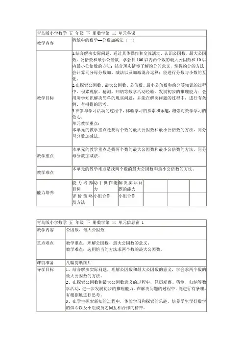 青岛版数学五下 剪纸中的数学——《分数加、减法》教案