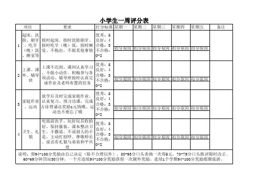 小学生一周表现表