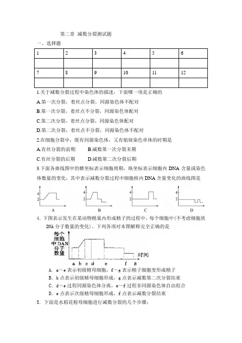 第二章减数分裂测试题