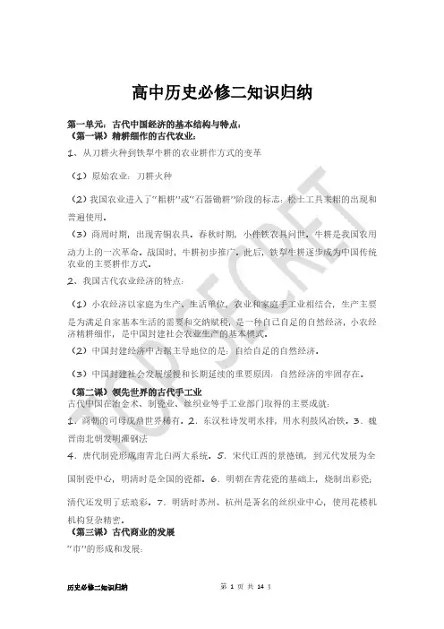 高中历史必修二知识点归纳
