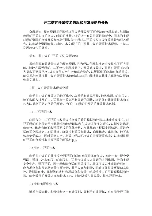 井工煤矿开采技术的现状与发展趋势分析
