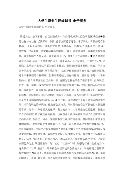 大学生职业生涯规划书 电子商务