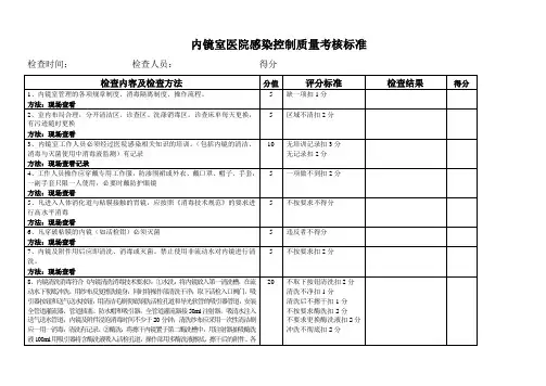 内镜室医院感染控制质量考核标准