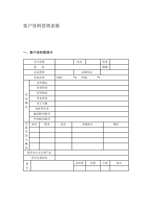 1客户资料管理表格