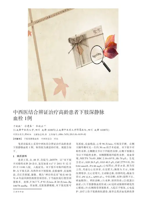 中西医结合辨证治疗高龄患者下肢深静脉血栓1例
