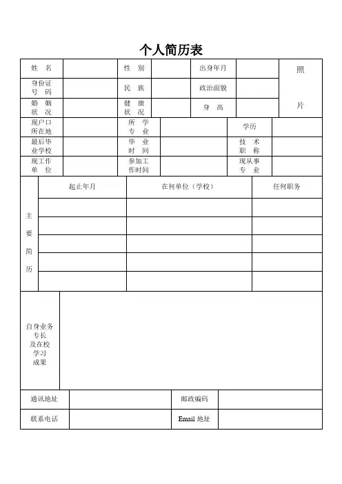 个人简历模板word下载免费