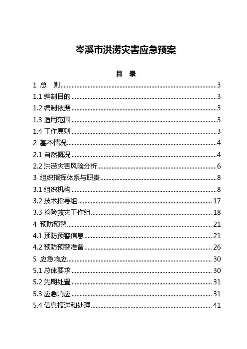 岑溪洪涝灾害应急预案