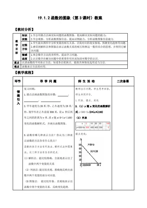 八年级数学下册-19.1.2 函数的图象(3)教案