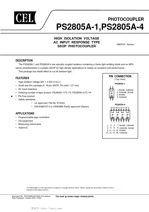 PS2805A-4-A,PS2805A-1-A,PS2805A-1-F3-A, 规格书,Datasheet 资料