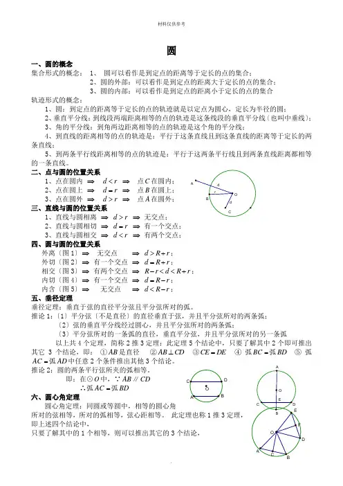 中考圆知识点总结复习(教学课件)