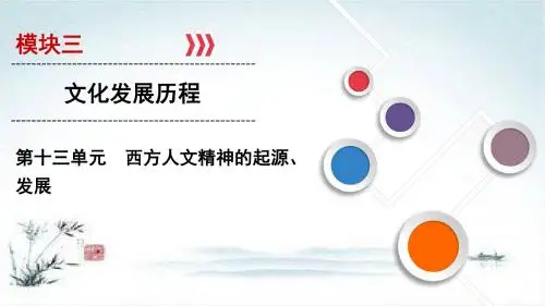 高考历史总复习精讲练课件：第十三单元 西方人文精神的起源、发展 第36讲